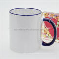 11oz Sublimation Keramik beschichtet weißen Becher auf Verkauf, Felge und Hand Farbe Becher